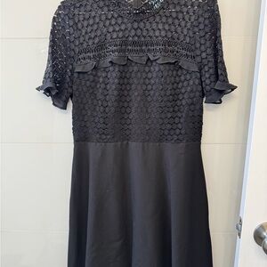 CeCe Black Textured Midi Dress